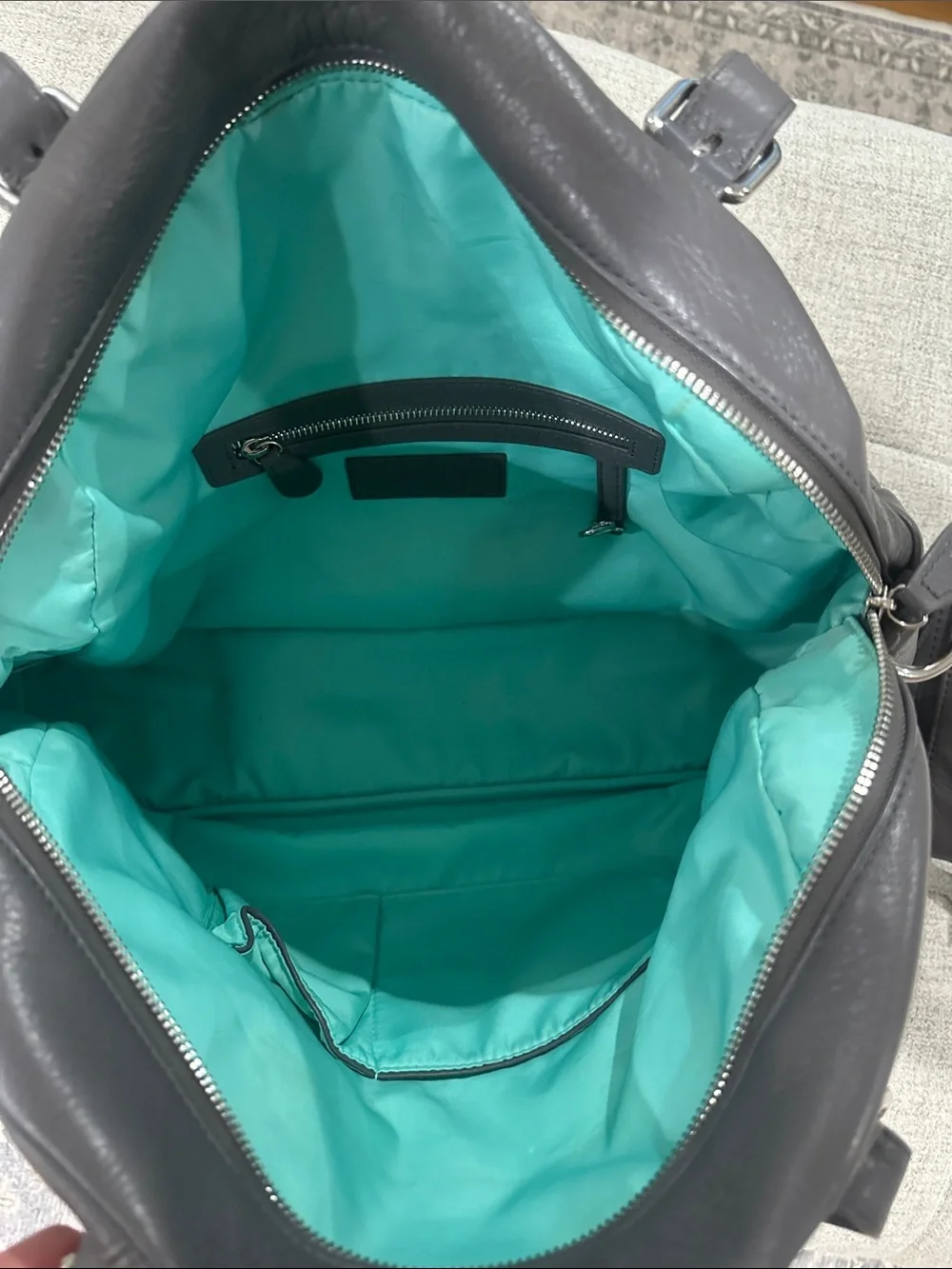 Lily Jade Rosie Gray Leather Baby Bag Tote with Tassel Accent